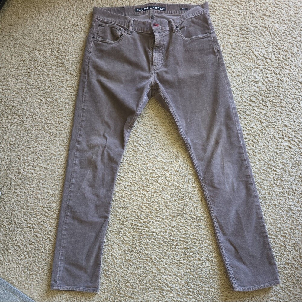 Ralph Lauren Men’s Slim Fit Brown Corduroy Stretch Jeans 5-Pocket Size 34/32